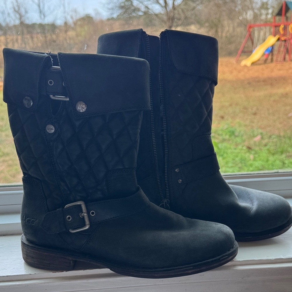 UGG Black Quilted Combat Boots